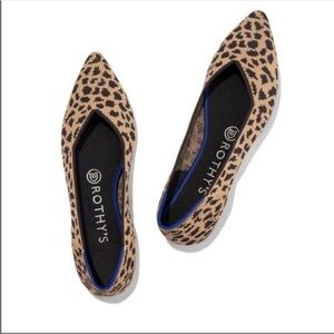 Rothy's the Point Tan and Black Leopard Print Flats